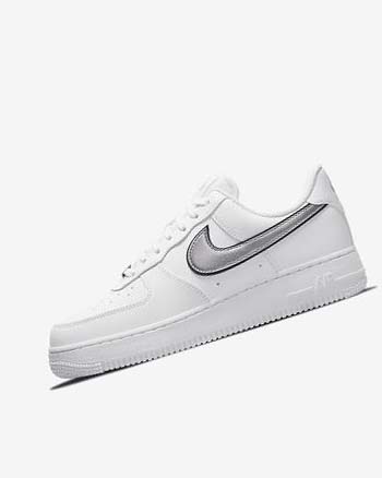 Nike Air Force 1 '07 Essential Blancos Negros Metal Plateados | MX 4607